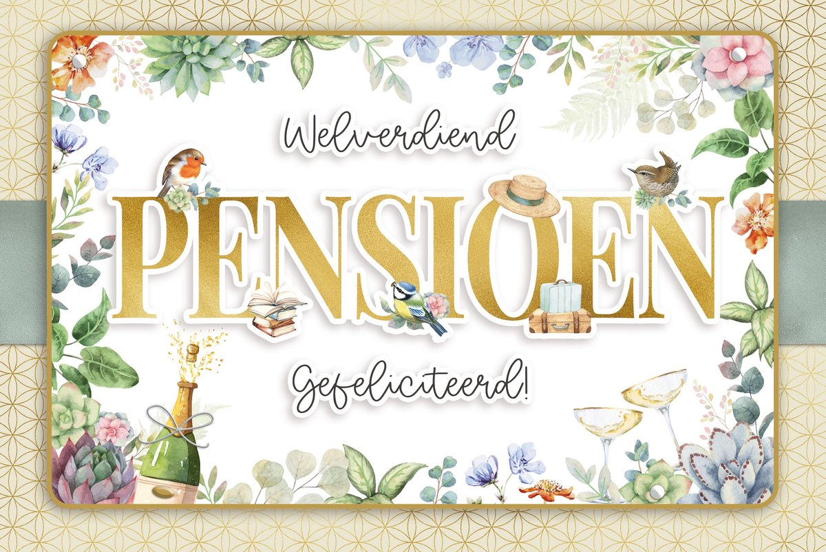 Wenskaart | 6 stuks | Luxe 3D wenskaart Een welverdiend pensioen, gefeliciteerd!