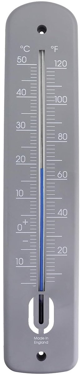 Buitenthermometer - Grijs - Extra Grote Temperatuurschaal - Geschikt voor Binnen en Buiten - Voor Tuin en Kas
