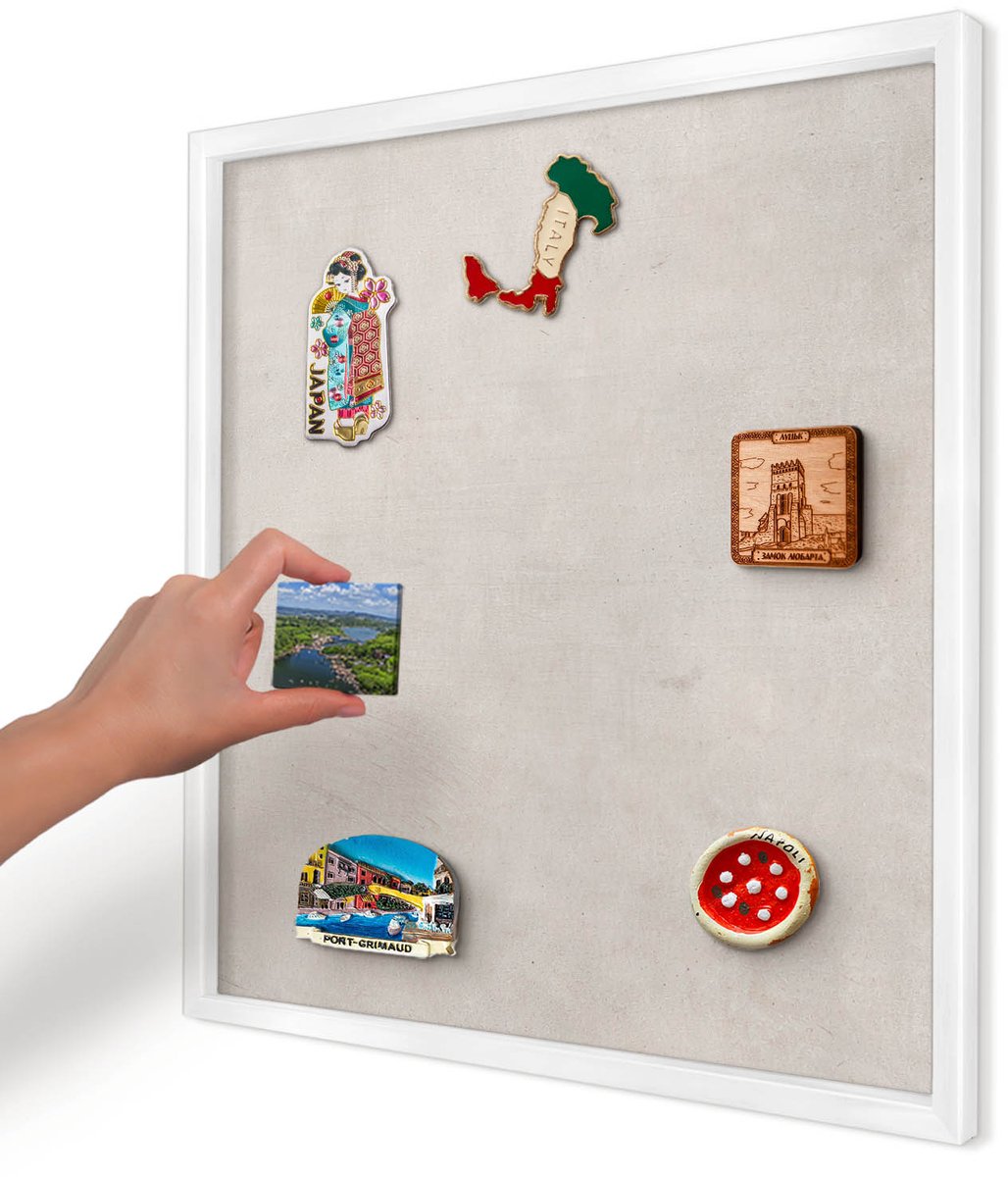 Artprintcave Grijs Magneetbord mit Witte Lijst - 50x50 cm - Grijze Elegantie Magnetische Organizer - Minimalist Magnetisch Bord Voor Magneten - Texturen