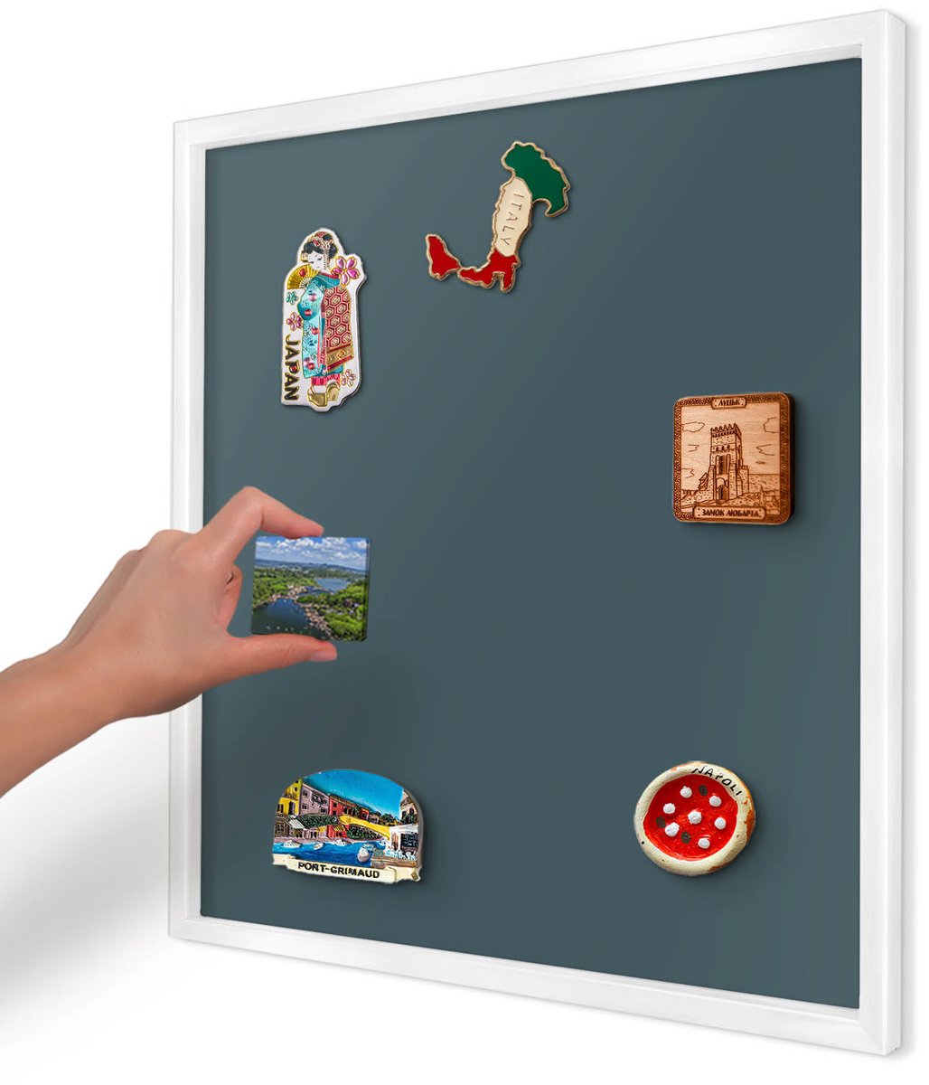 Artprintcave Turkoois Magneetbord mit Witte Lijst - 50x50 cm - Turkoois Memobord Keuken - Minimalist Magneet Bord mit Frame - Achtergronden En Patronen