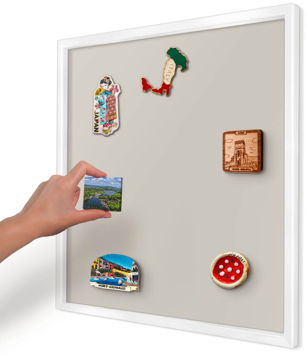 Artprintcave Romig Magneetbord mit Witte Lijst - 50x50 cm - Warme Steen Magnetische Organizer - Minimalist Memobord Keuken - Achtergronden En Patronen