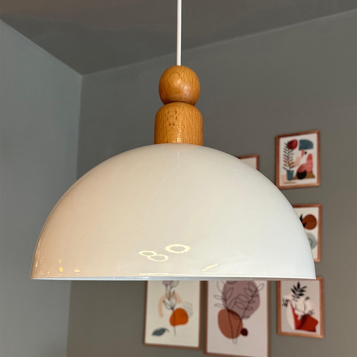 Bamyum Yimpi hanglamp, industriële Modern stijl, Ø43 cm, wit metalen lamp