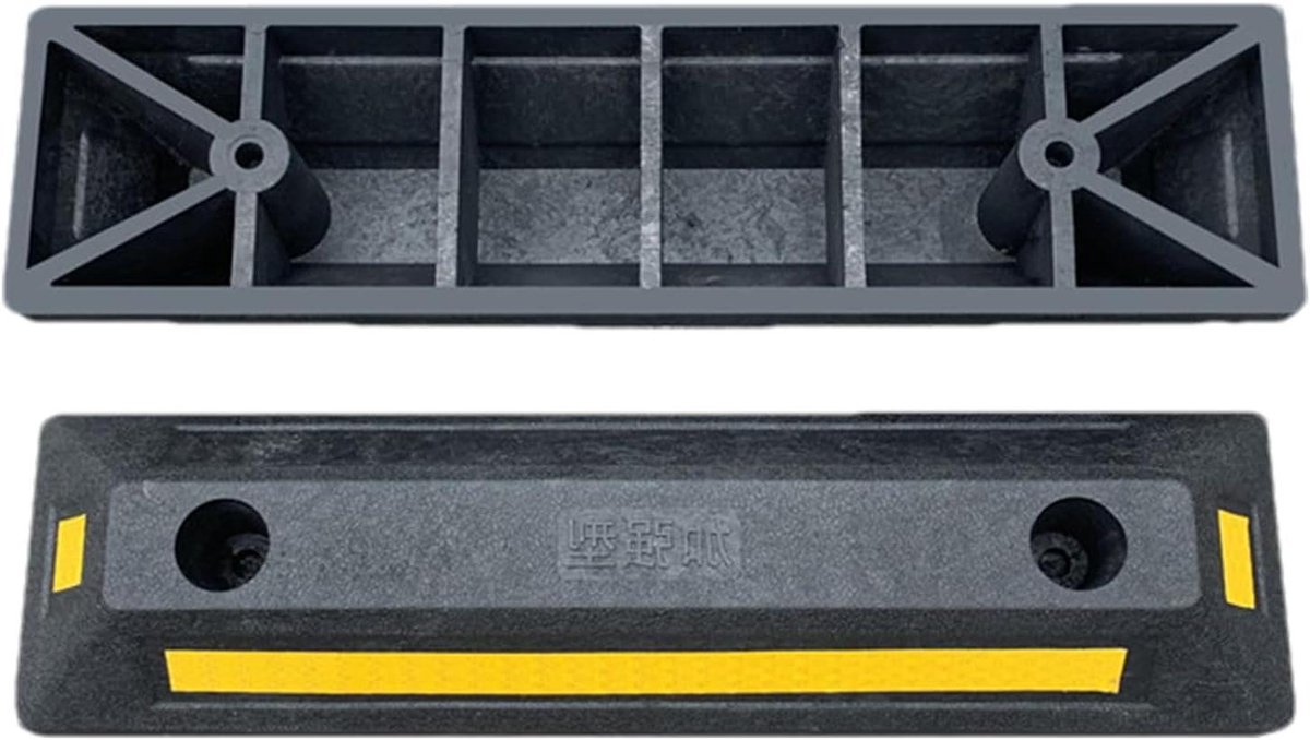 Rubberen parkeerbandblok - Wielstop garage - Parkeerplaats afbakenen - Zwaar uitgevoerde constructie - 53x15x10 cm - Zwart