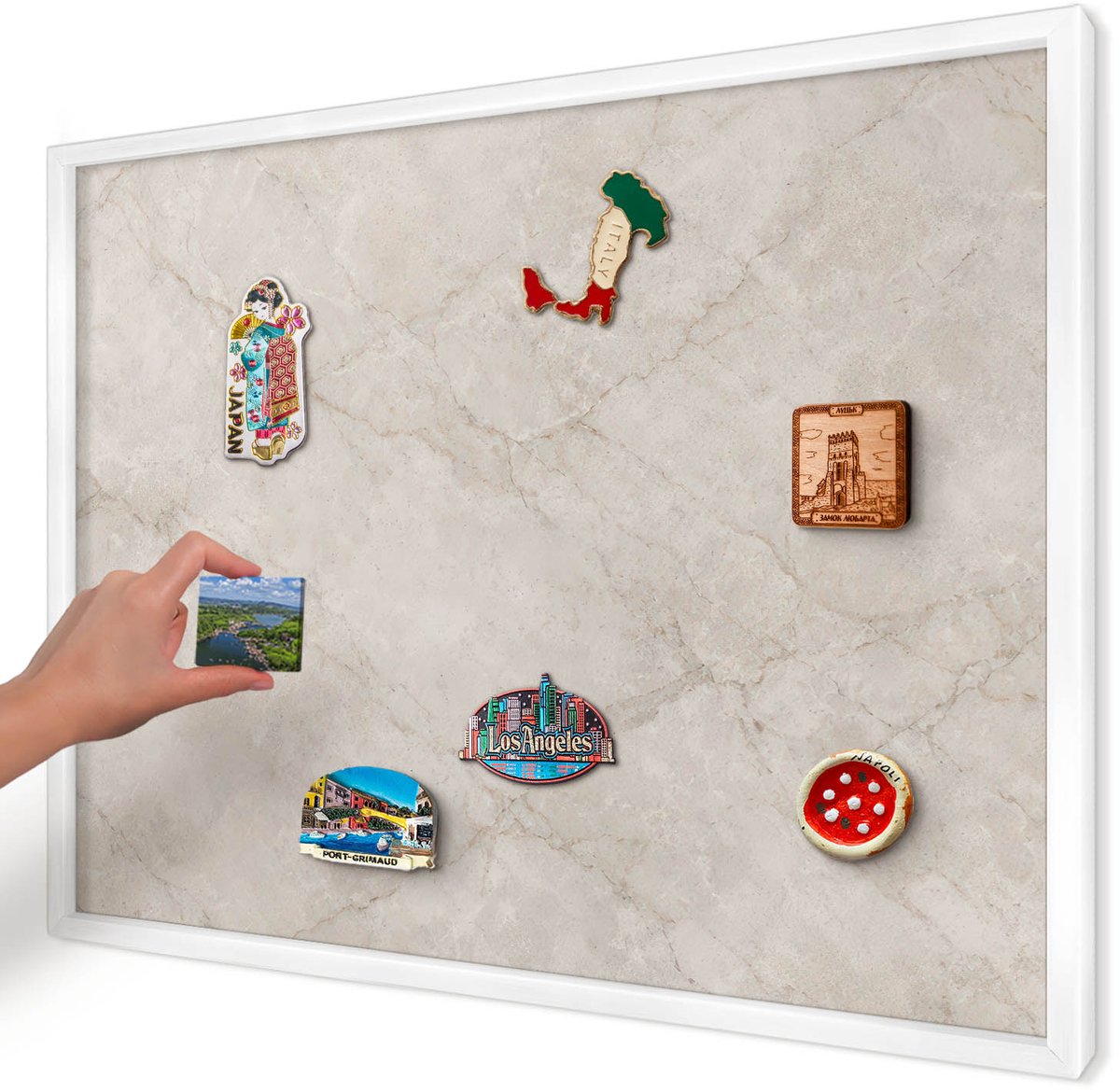 Artprintcave Wit Magneetbord mit Witte Lijst - 70x50 cm - Natuurlijke Elegantie Magnetisch Bord Voor Magneten - Klassiek Magnetische Organizer - Texturen