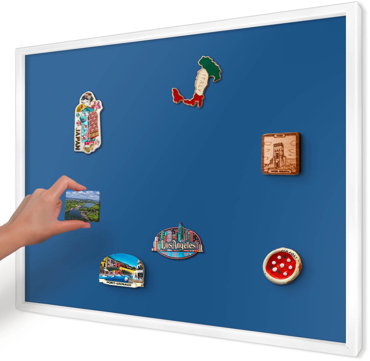 Artprintcave Marine Magneetbord mit Witte Lijst - 70x50 cm - Donkerblauw Magnetisch Bord - Minimalist Magnetische Organizer - Achtergronden En Patronen