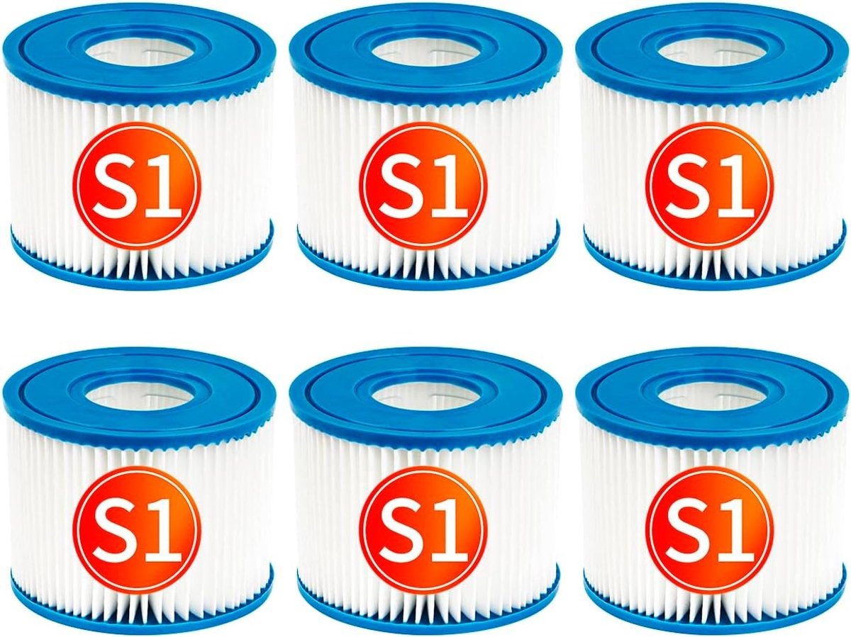 Pack van 6 vervangende zwembadfilters geschikt voor PureSpa Type S1 - Hoogwaardige filtratie, eenvoudig te installeren en duurzaam