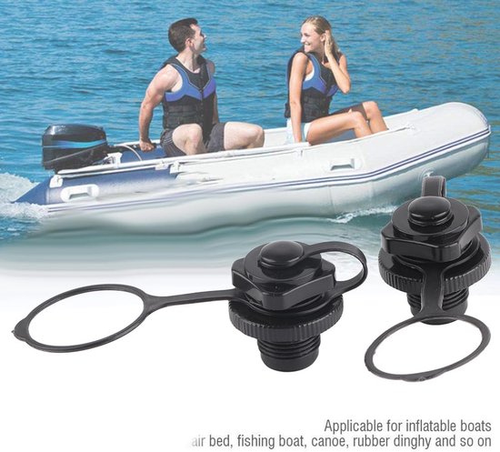 Luchtklep Opblaasbare Boot - Ventiel Kajak Luchtplug - Watersport Uitrusting - Met Dop en Schroefdraad - 22 mm Diameter - Zwart — afbeelding 3