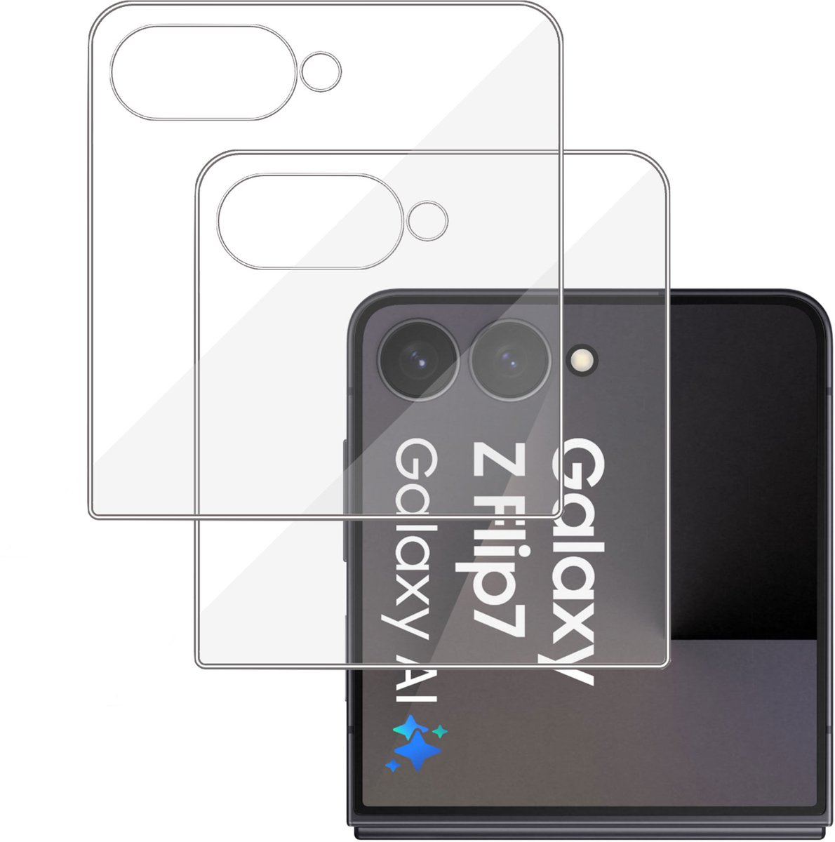 2x Screenprotector geschikt voor Samsung Galaxy Z Flip 8 / Flip 7 - Volledige Dekking - Gehard Glas geschikt voor Samsung Galaxy Z Flip 8 / Flip 7