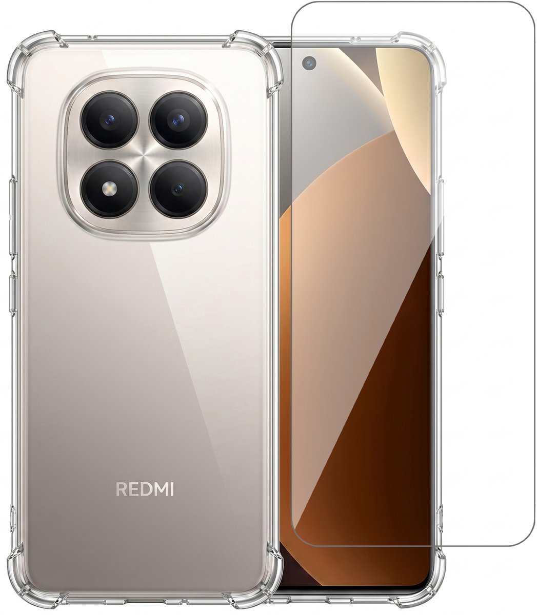 Hoesje geschikt voor Xiaomi Redmi Note 15 Pro 5G – CrystalClear Back Cover – Schokbestendig – Met Screenprotector Glas