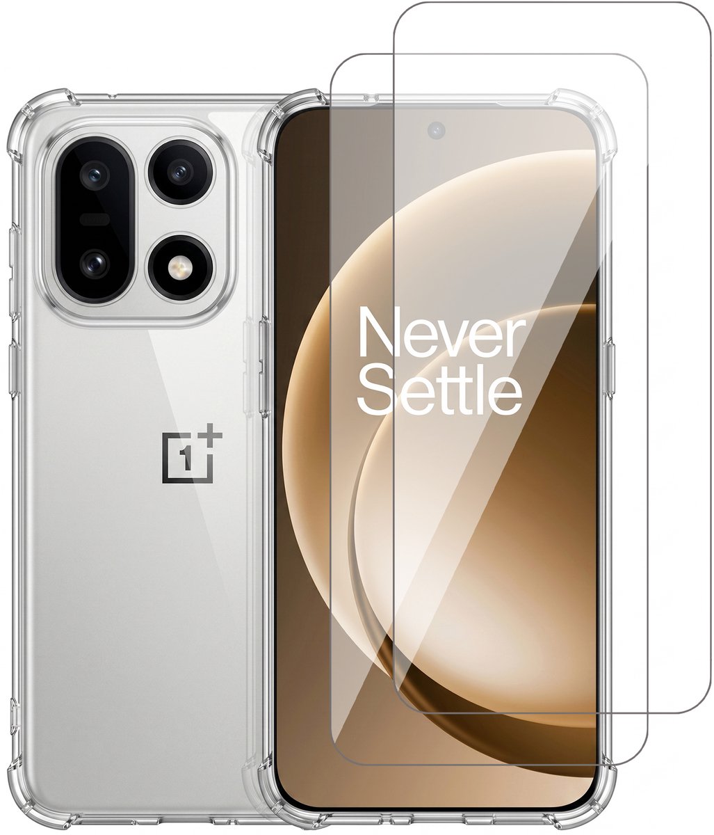 Hoesje geschikt voor OnePlus 15 5G – CrystalClear Back Cover – Schokbestendig – 2 Stuks Screenprotector Glas