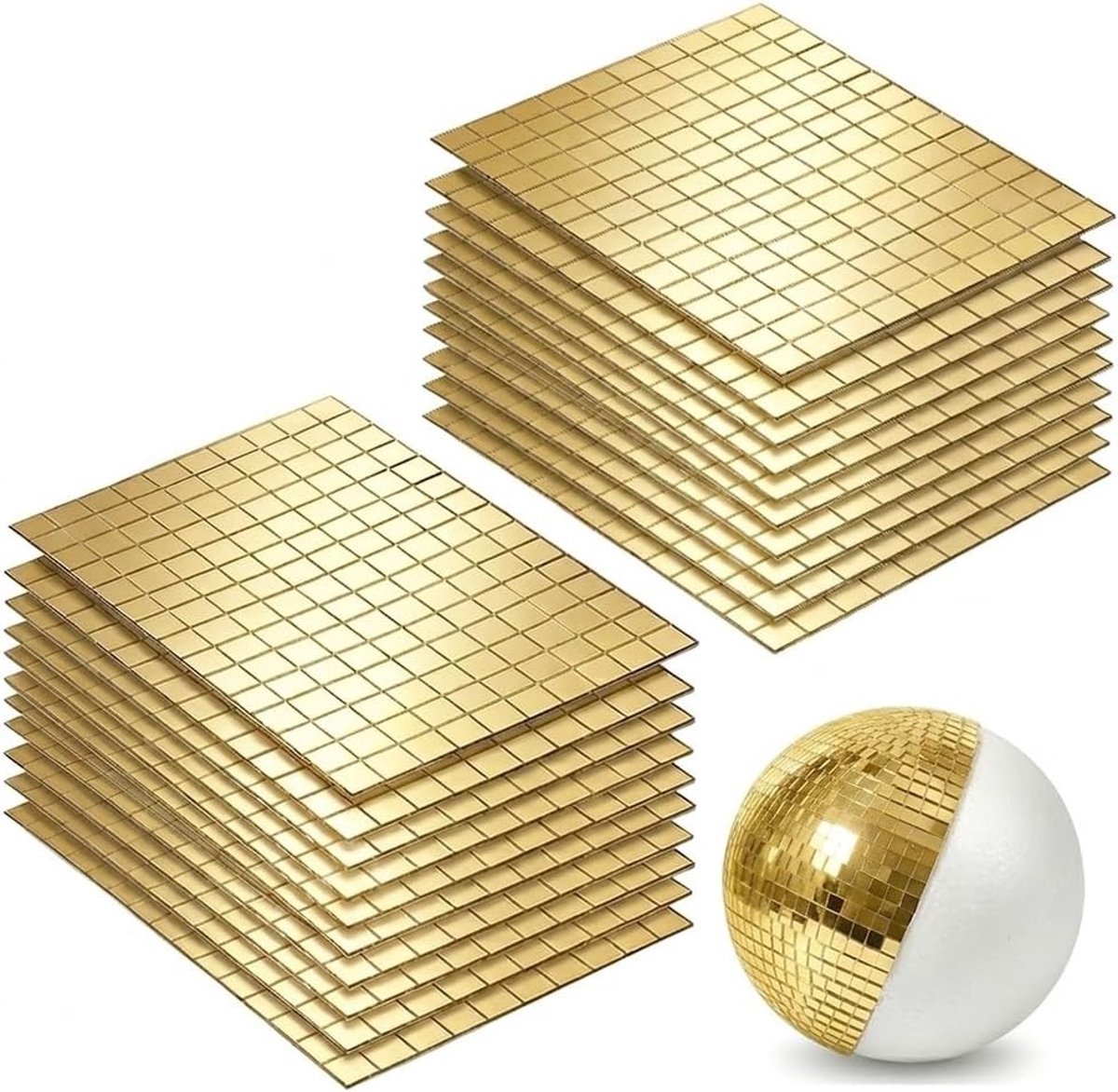 Mini Spiegel Mozaïek Tegels - 3000 Stuks Zelfklevende Vierkante Glazen Stickers voor Badkamer, Woonkamer en Keuken Decoratie (10x10mm, Goud)