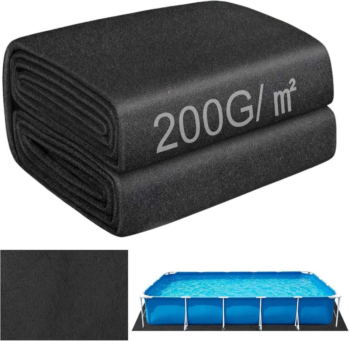 Zwemonderlegger van 400 cm x 300 cm, antislip vloerbeschermingsmat van viltweefsel, outdoor gebruik, verdikt en duurzaam