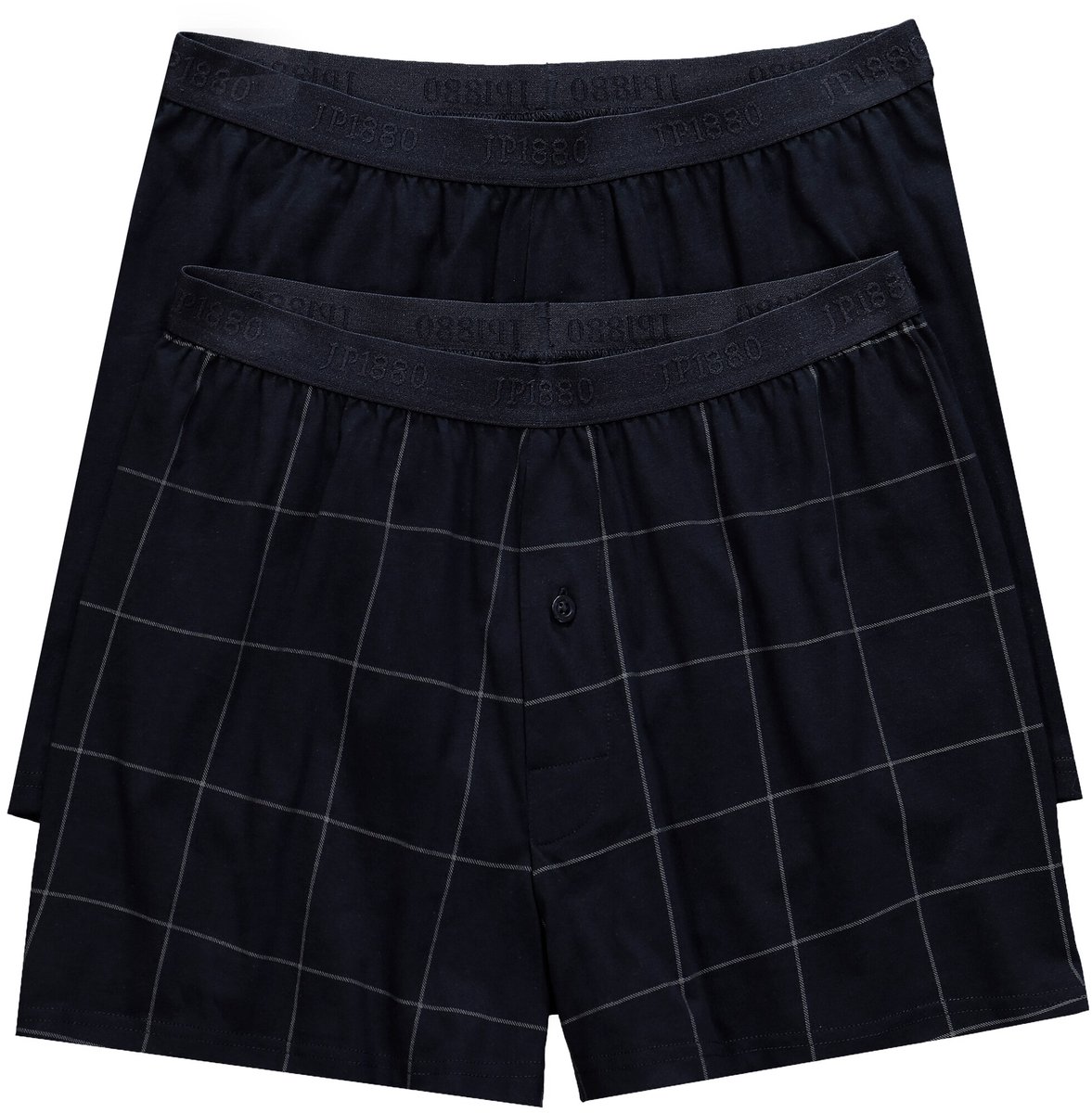 JP 1880 - Heren - Boxershorts Buik-Fit set van 2 FLEXNAMIC®-tailleband - Navy blauw - Maat 5XL