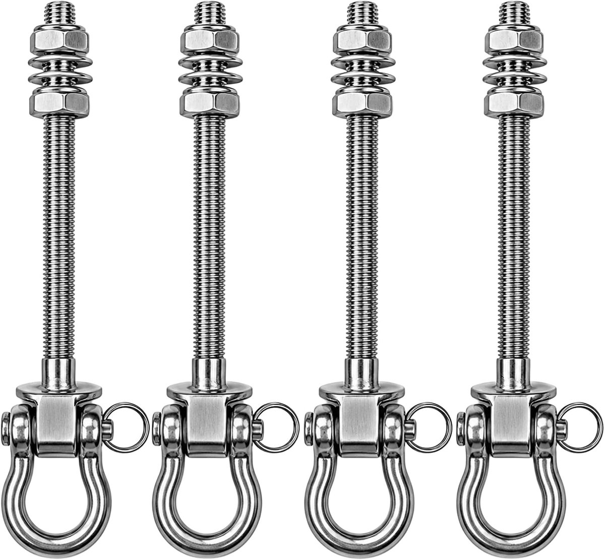 SnelShoppen - 4 Stuks Heavy Duty Swing Hanger - Roestvrij Staal Schommelsysteem - Zilver - Sterke Bevestigingsringen voor Schommelstoel, Yoga, Hangmat