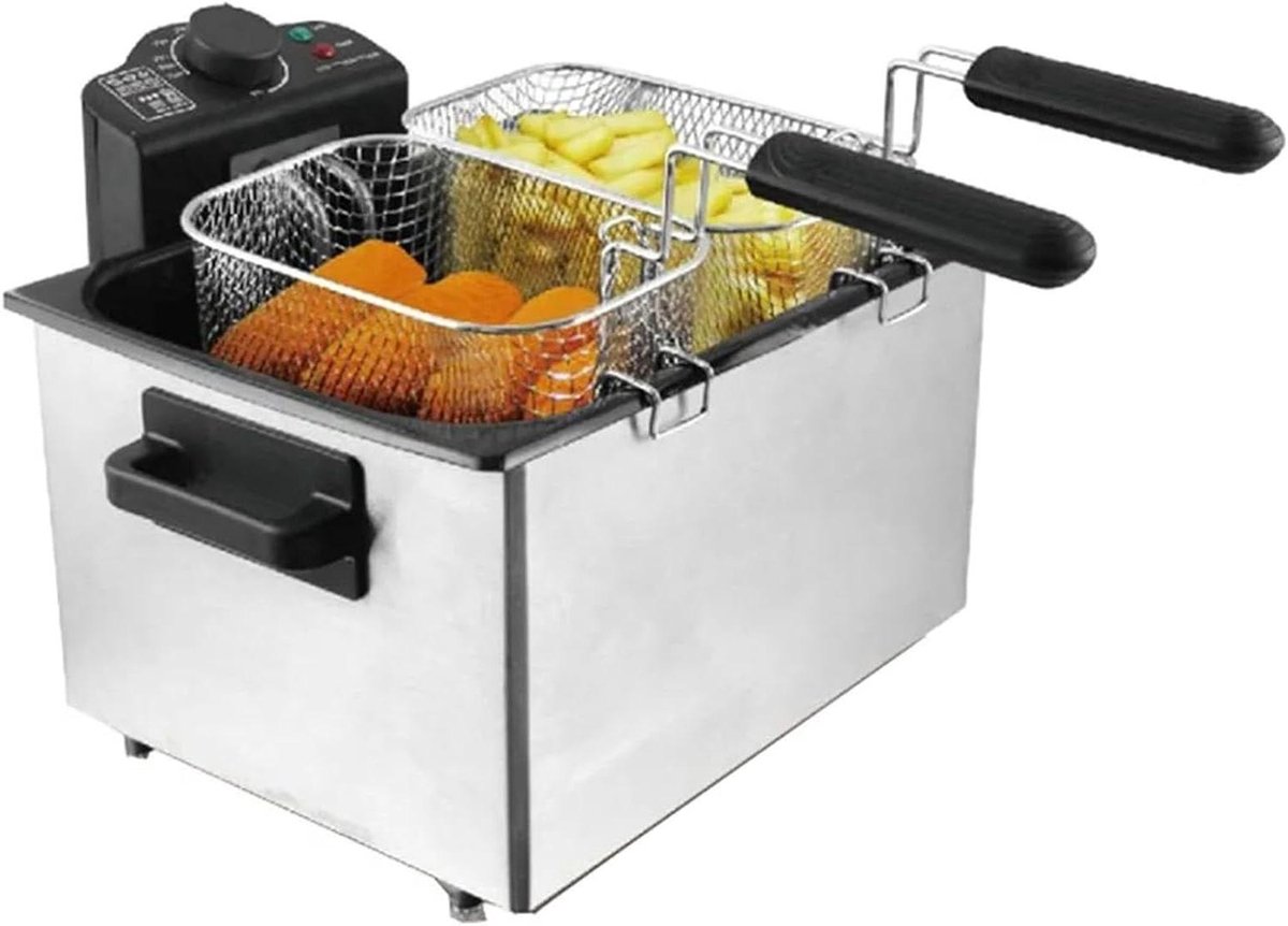 Elektrische Frituurpan - Friteuse Commercieel - Thuis Frituren - Grote Capaciteit - 5 Liter - Zilver