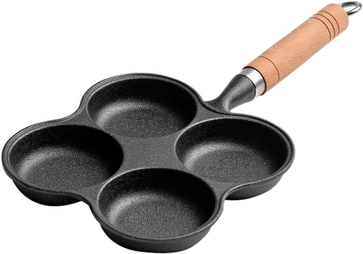 Gebakken Pannenset - Koekenpan Viergatsvorm - Ontbijt Maken - Antiaanbaklaag Vier Gaten - 34 cm - Diverse Kleuren