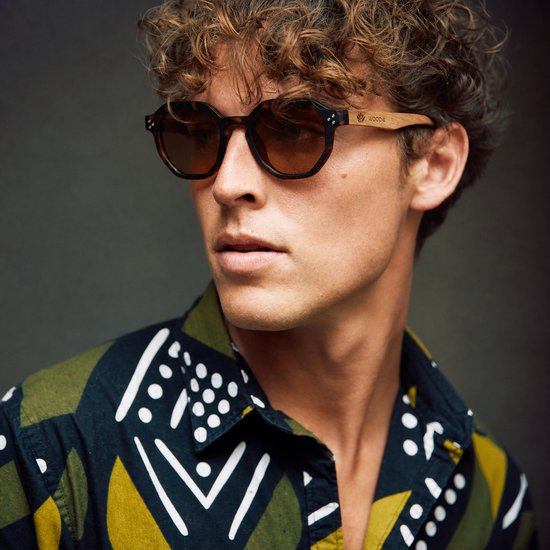 Wooda® Zonnebril Zeshoekig - Gevlamd Carey frame - Gepolariseerd - Wooda Labritja Demi Brown Marrón Dégradé van Wooda — afbeelding 3