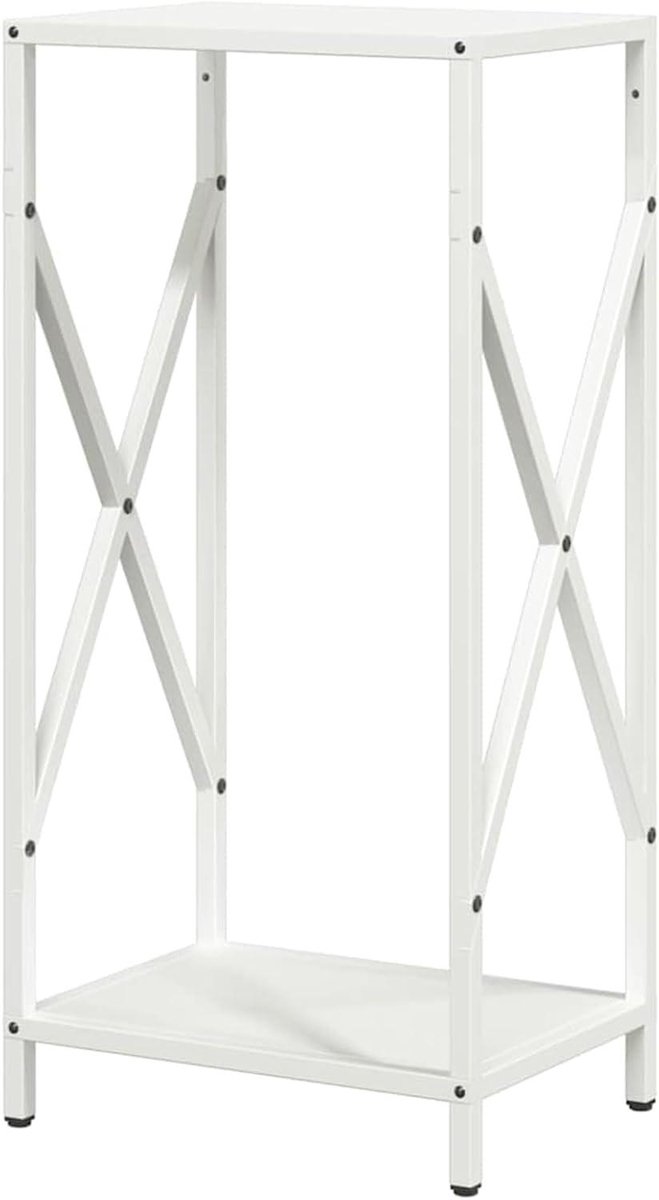 Brandhoutrek - Houthouder Open Haard - Opslag Haardhout - Robuust Koudgewalst Staal - 34 x 25 x 70 cm - Wit
