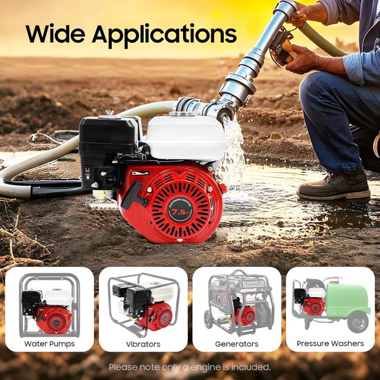 Benzinemotor 4-takt - Motorblok Motor - Machines Aandrijven - Robuust Gietijzeren Frame - 75 pk - Rood — afbeelding 4