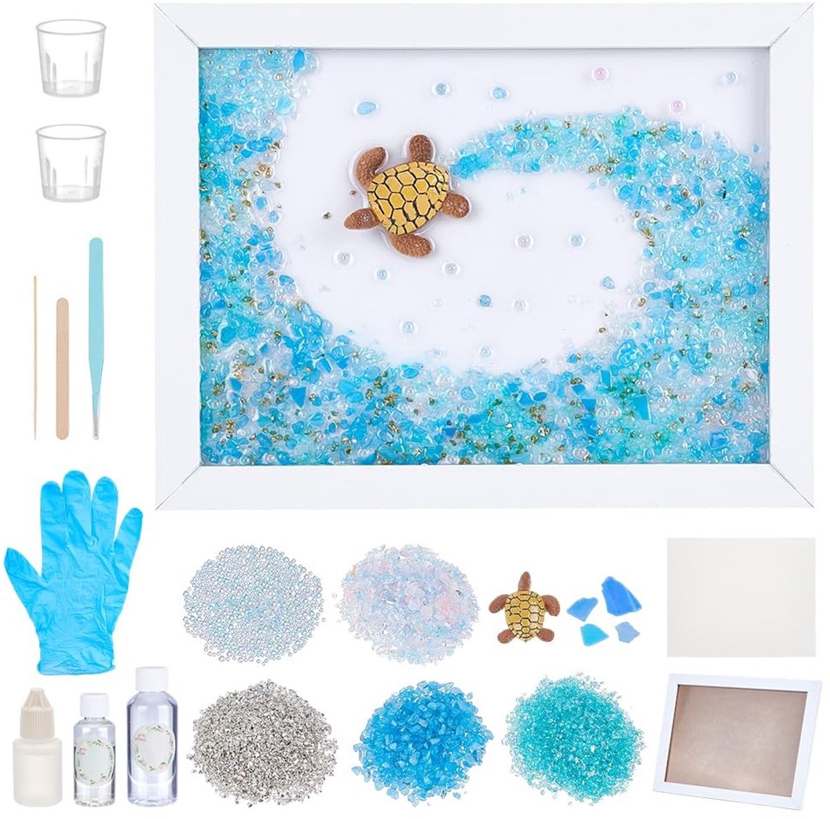 Omgoods - DIY Resin Sea Glass Art Set - Kunstset voor Zee Dieren en Mosaïek Decoratie