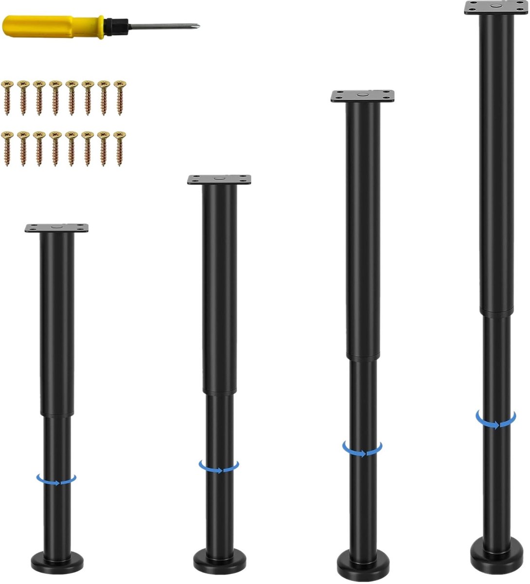 Omgoods - Set van 4 Verstelbare Metalen Meubelpoten voor 800 kg