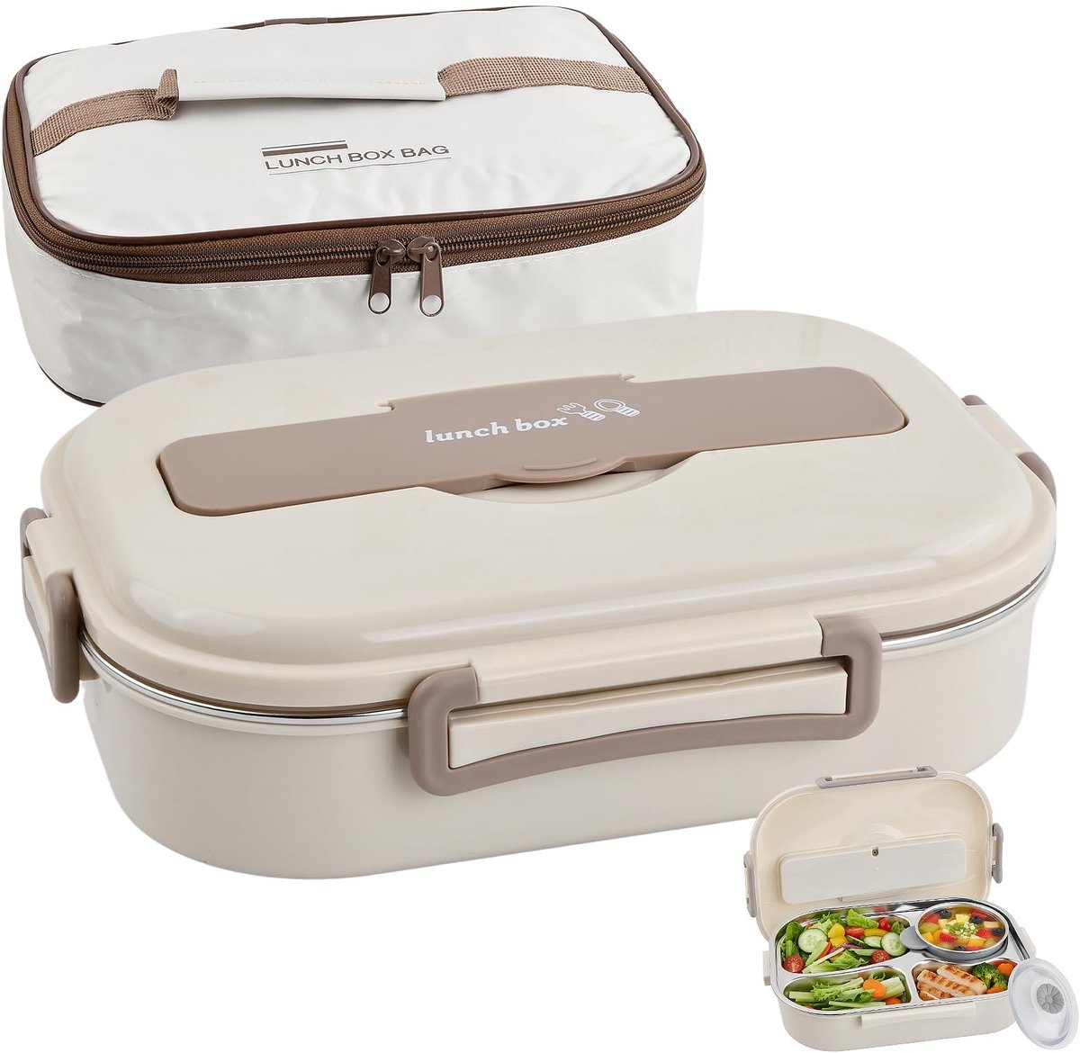 Omgoods - Bento Box Lunchbox met 4 Vakken en Bestek Inclusief