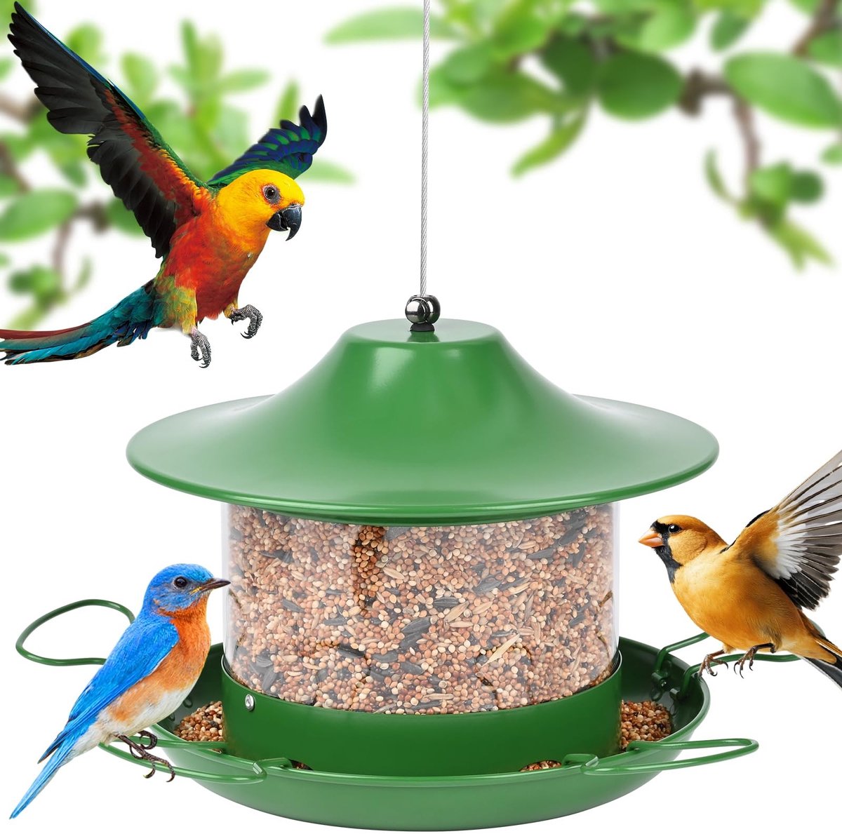 Omgoods - Hangende Vogelvoeder Dispenser met 360° Voedingsstand - Geschikt voor Tuin en Balkon
