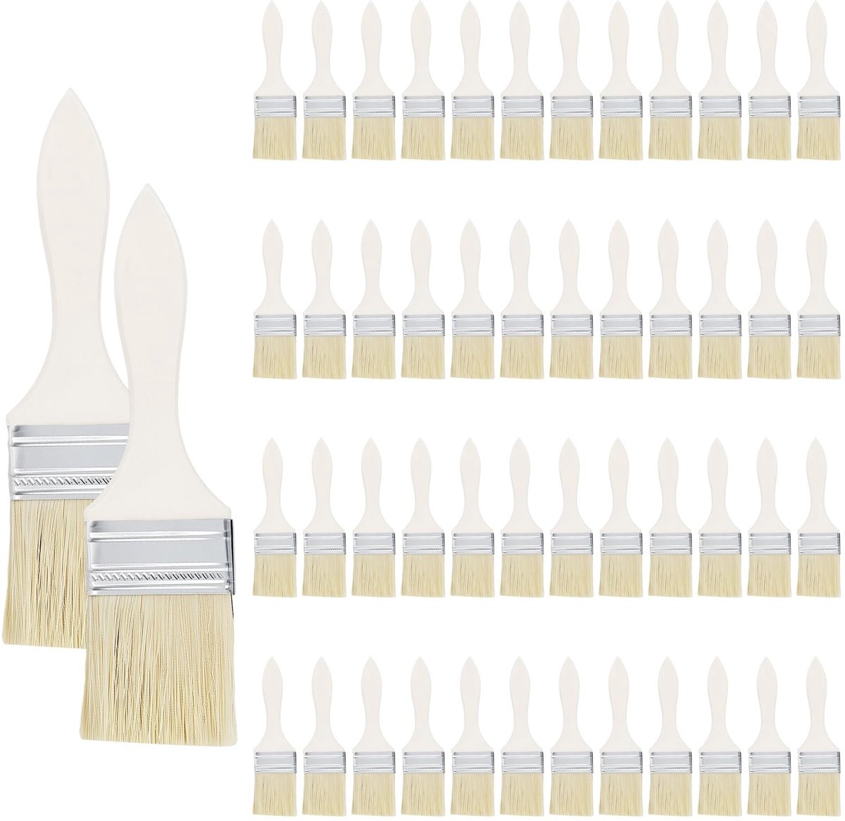 Omgoods - 50 Stuks Chip Paint Brushes - Houten Handvat voor Schilderwerk