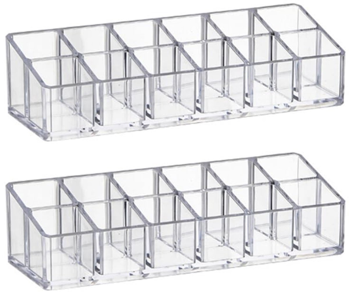Omgoods - 2 Stuks Transparante Lipstick Organizer - Perfect voor Cosmetica en Nagellak