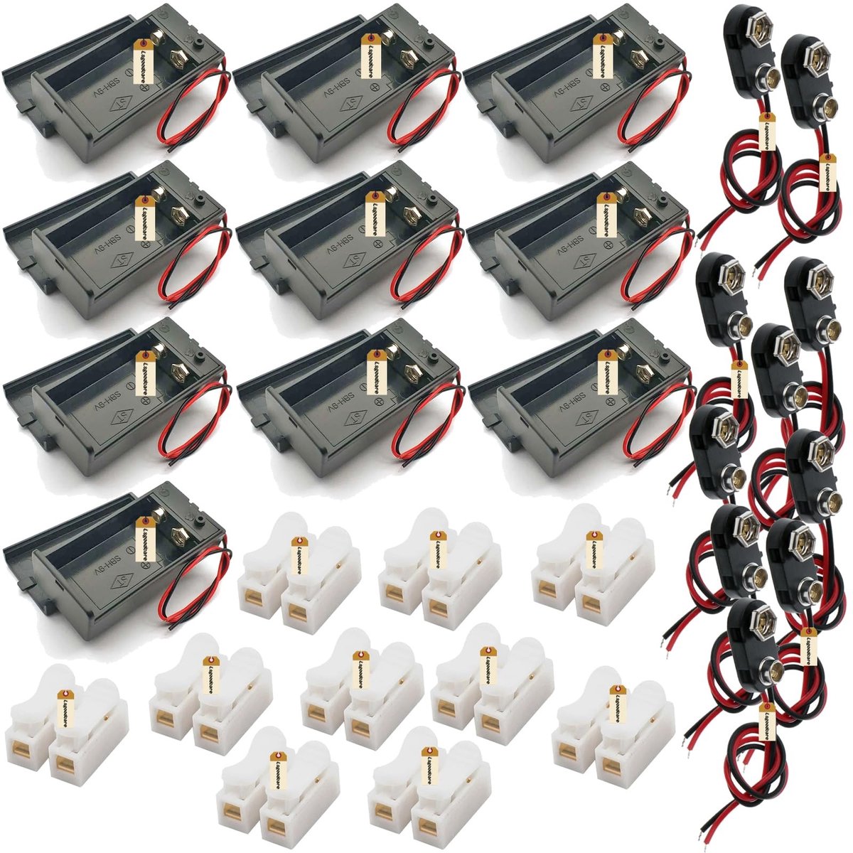 Omgoods - Set van 10 Stuks 9V Batterijhouders met Schakelaar