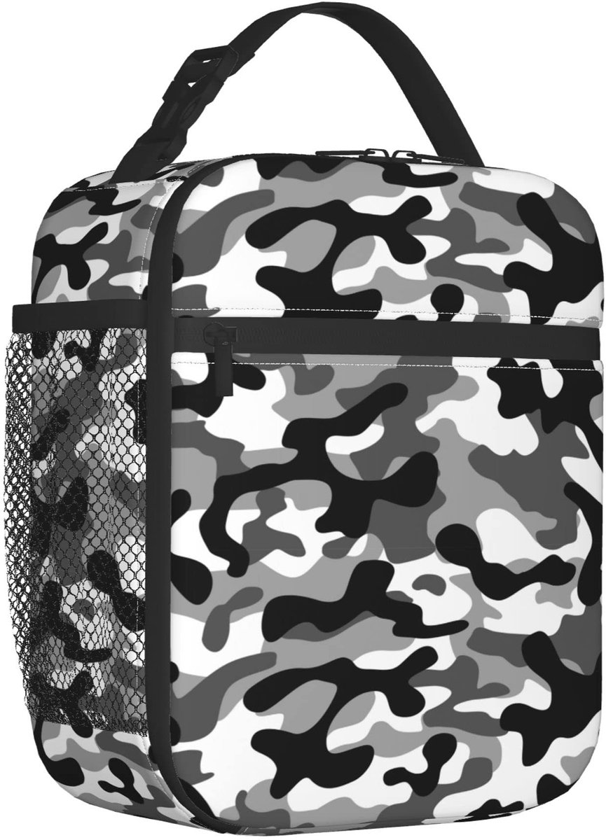 Omgoods - Zwarte Camo Lunchtas - Herbruikbare Isolerende Lunchbox