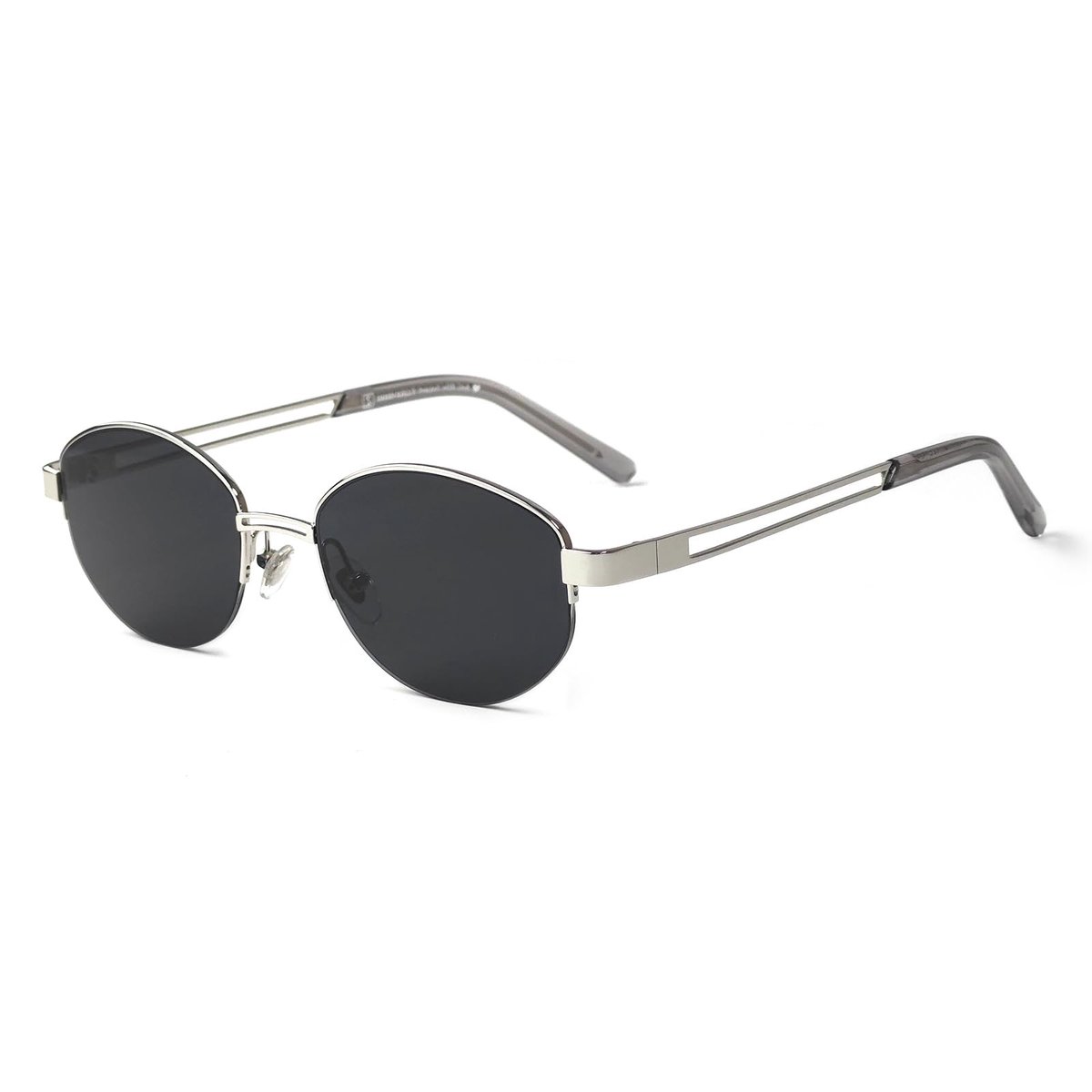 Omgoods - Retro Oval Zonnebril voor Mannen en Vrouwen met Metalen Half Frame