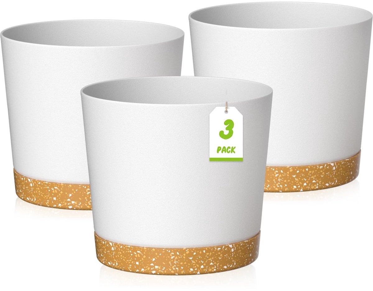 Omgoods - Set van 3 Moderne Plantpotten met Afvoergaten