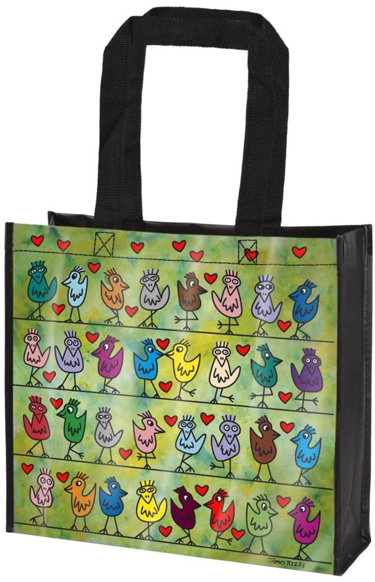 Omgoods - Shopping Bag met Humoristisch Vogelprint en Lange Handgrepen