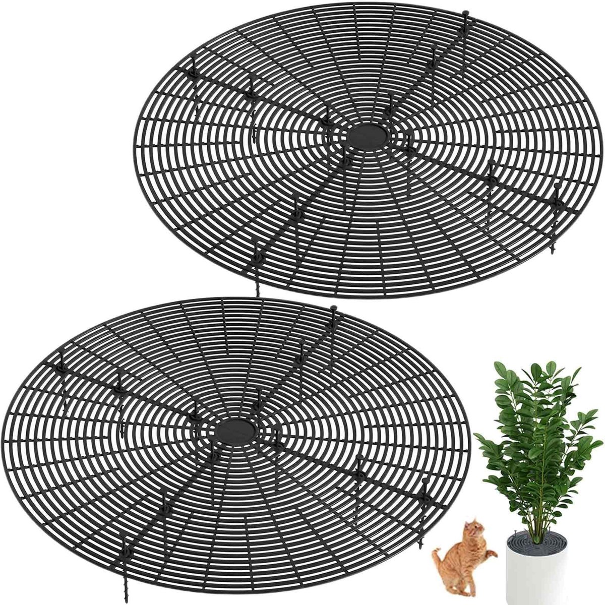 Omgoods- Beschermrooster 52 cm - 2 Stuks - Bescherming tegen Kinderen - Bescherming tegen Huisdieren - Kunststof - Zwart - Plantenrooster
