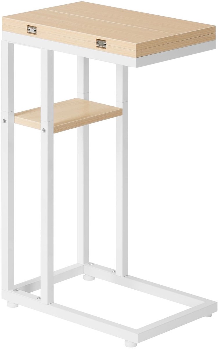 Omgoods - Vouwbare C-vormige Bijzettafel met Opbergruimte