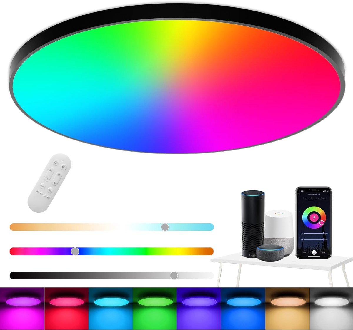Omgoods - Dimbare RGB LED Plafondlamp 24W met Afstandsbediening