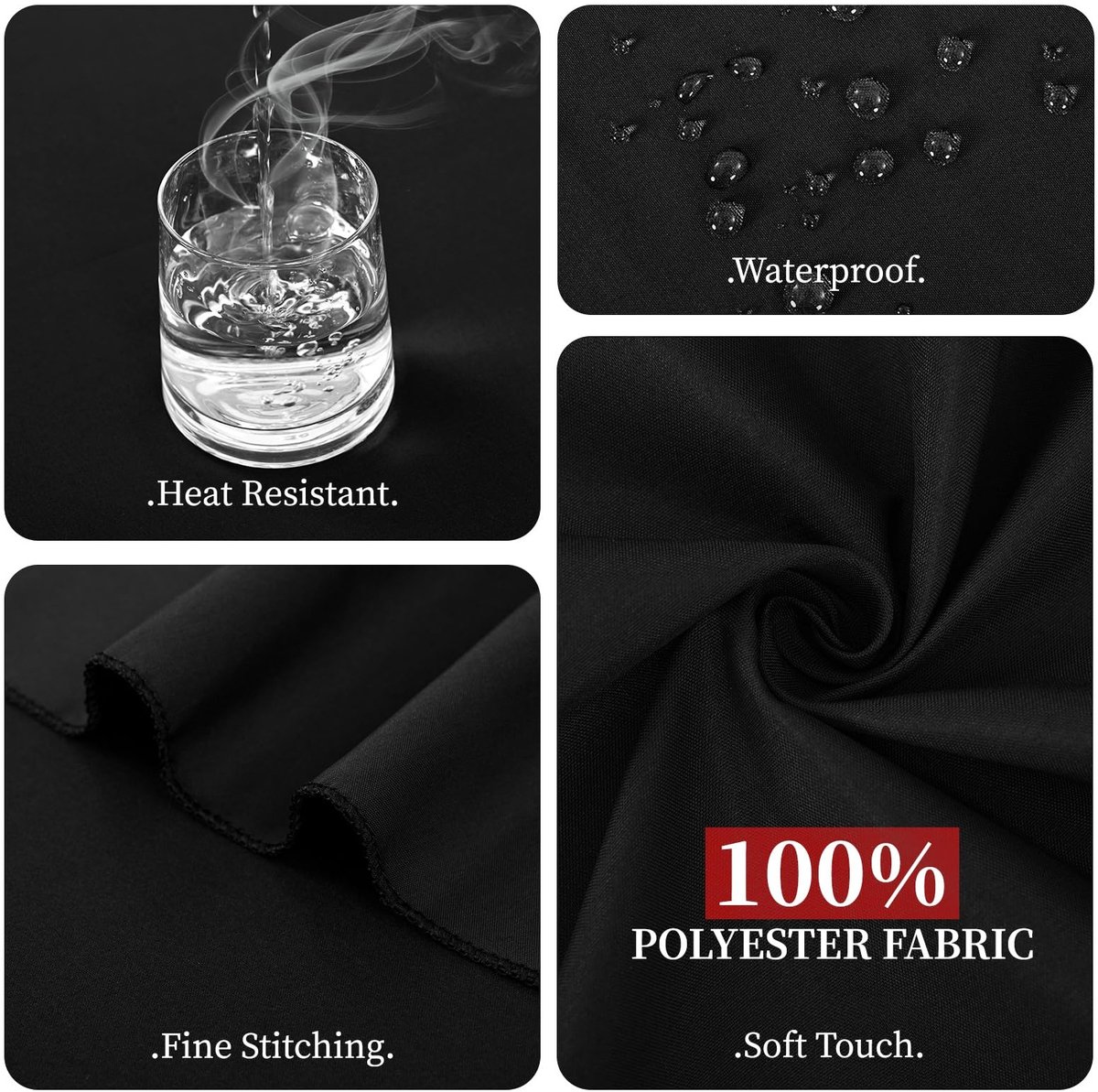 Omgoods - Set van 2 Zwarte Ronde Tafelkleden 304cm Waterdicht Polyester