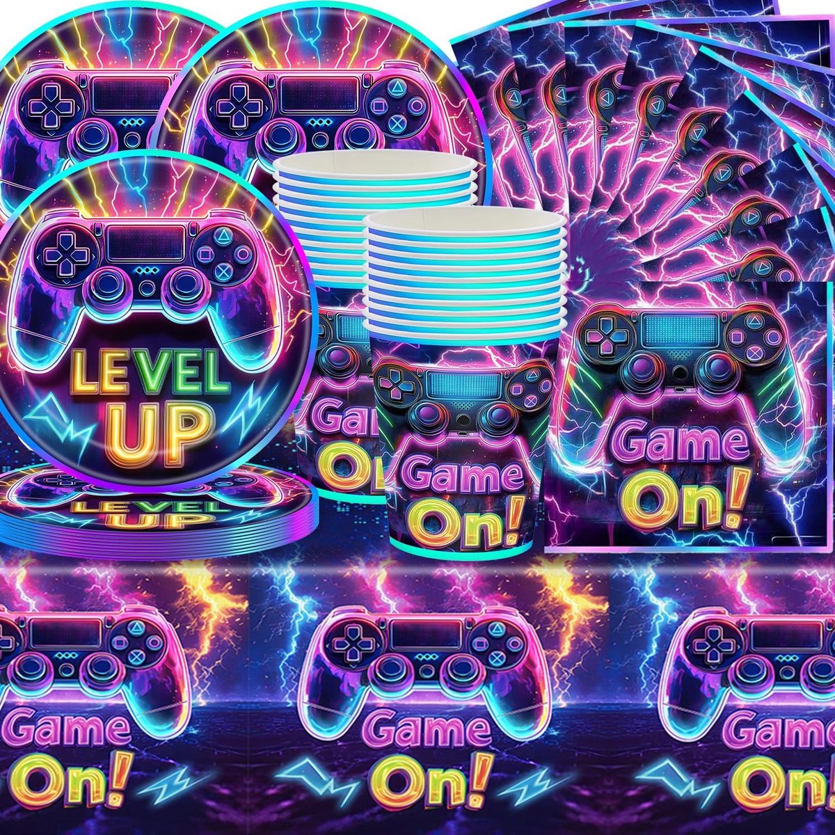 Omgoods - Videogame Partyservies, 61 Stuks voor 20 Spelers