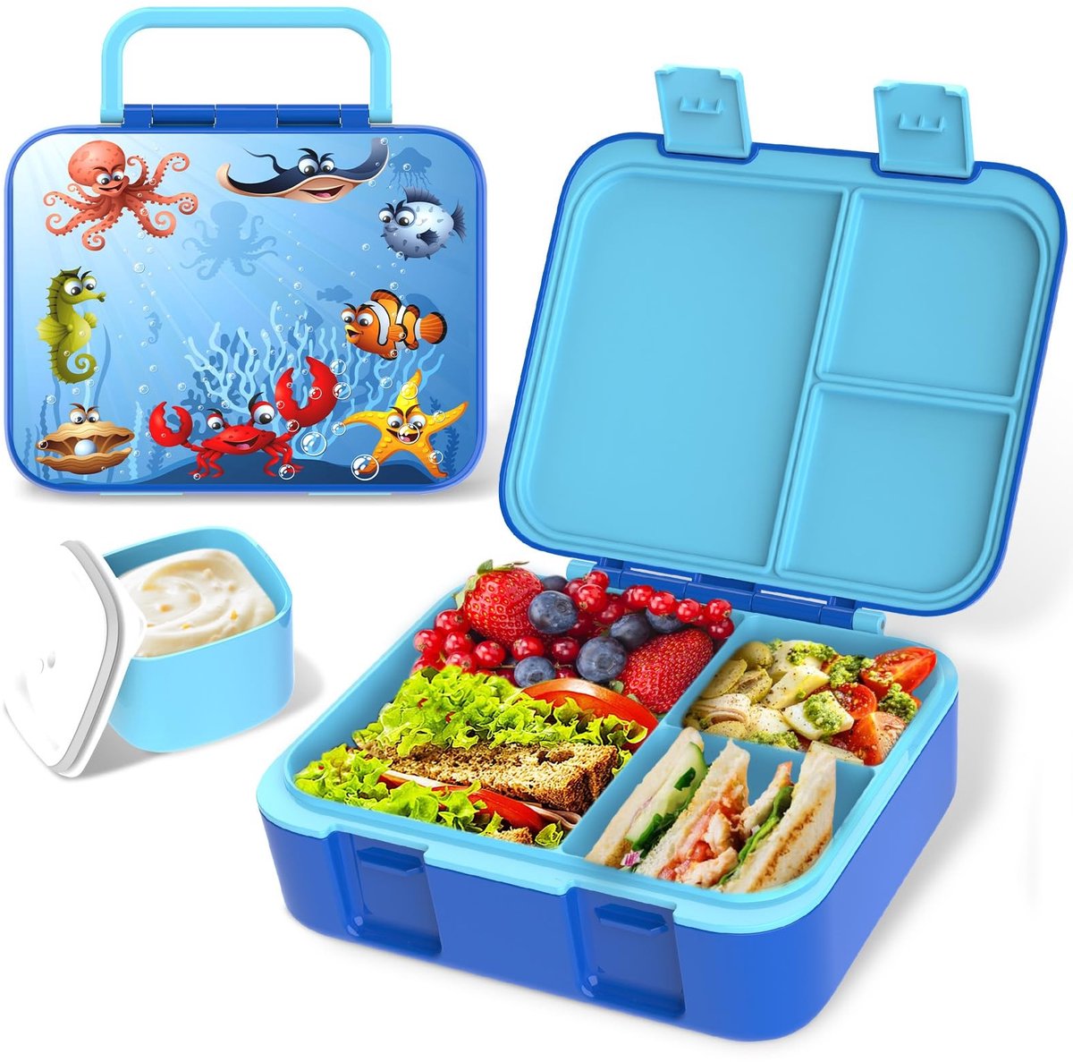 Omgoods - Bento Lunchbox voor Kinderen met Compartimenten en Sauce Pot - Veilig en Handig