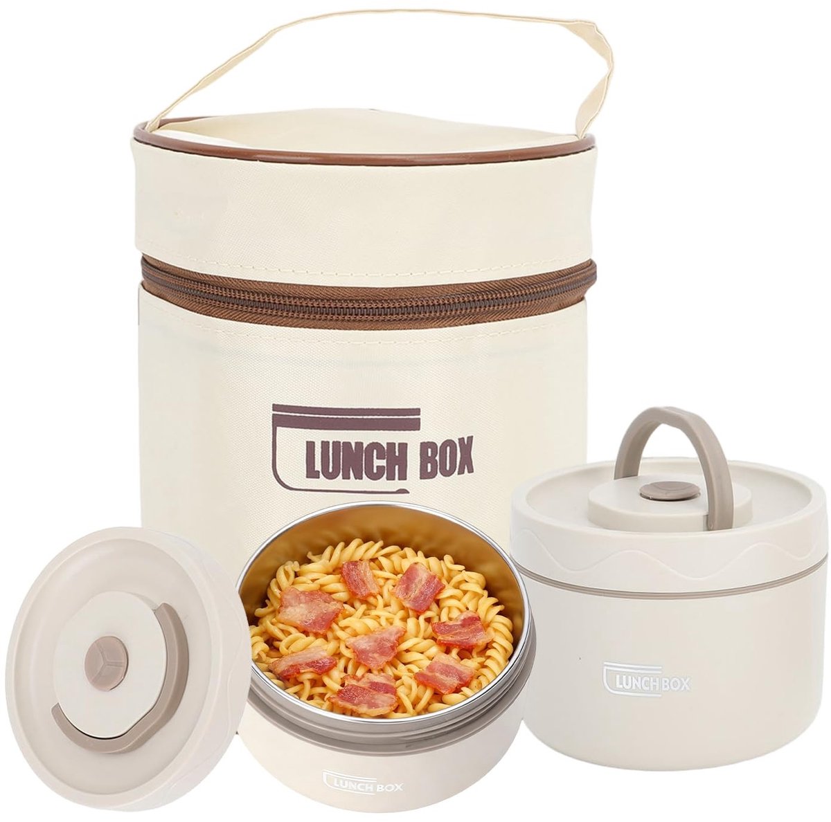 Omgoods- Lunchbox - Geïsoleerde Voedselcontainer - 304 Roestvrij Staal - Inclusief Thermotas - Geschikt voor Magnetron - Set van 2 Boxen