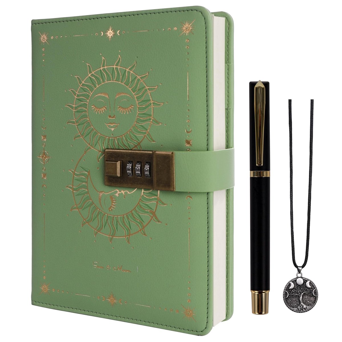 Omgoods - Dagboek met Slot - Sun & Moon A5 Notitieboek voor Schrijven