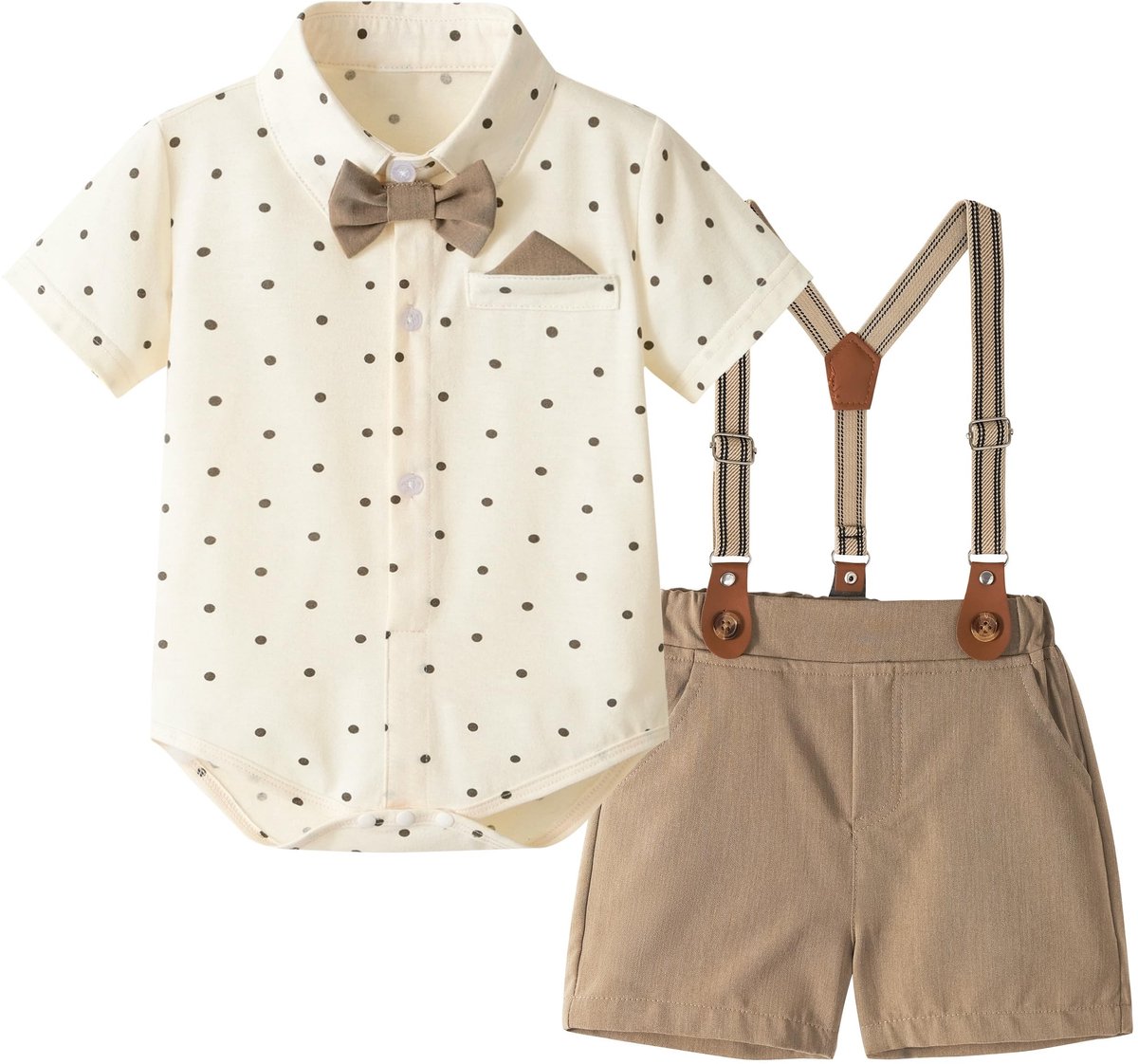 Omgoods - Baby Gentleman Set met Bijpassende Strik, Shirt en Broek