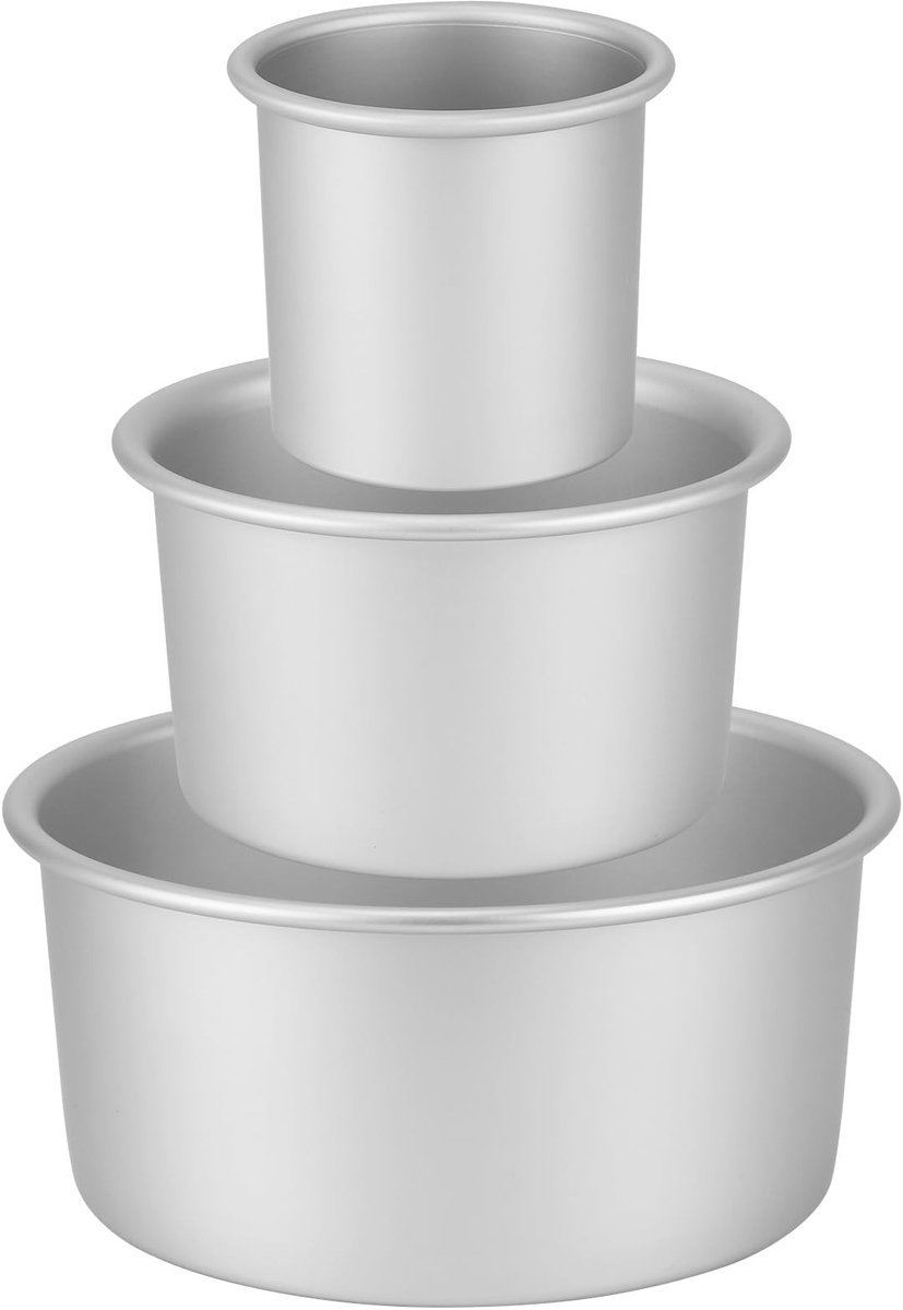 Omgoods - Professionele Anodized Aluminium Bakvorm Set - Extra Hoge Rond 10/15/20 cm