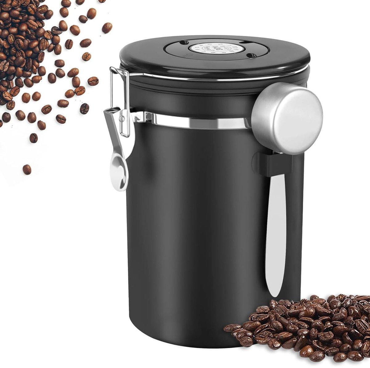 Omgoods - Luchtdicht Koffieblik van Roestvrij Staal met Maatlepel