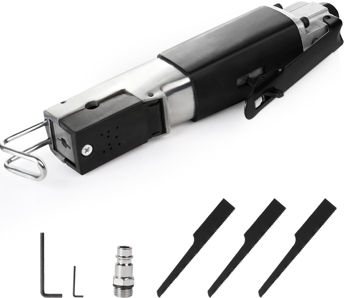 Omgoods- Carrosseriezaag pneumatisch - Mini-reciprozaag - Zaagbladen 18T/24T/32T - Werkdruk 6 bar - 9000 slagen per minuut - Energiezuinig systeem
