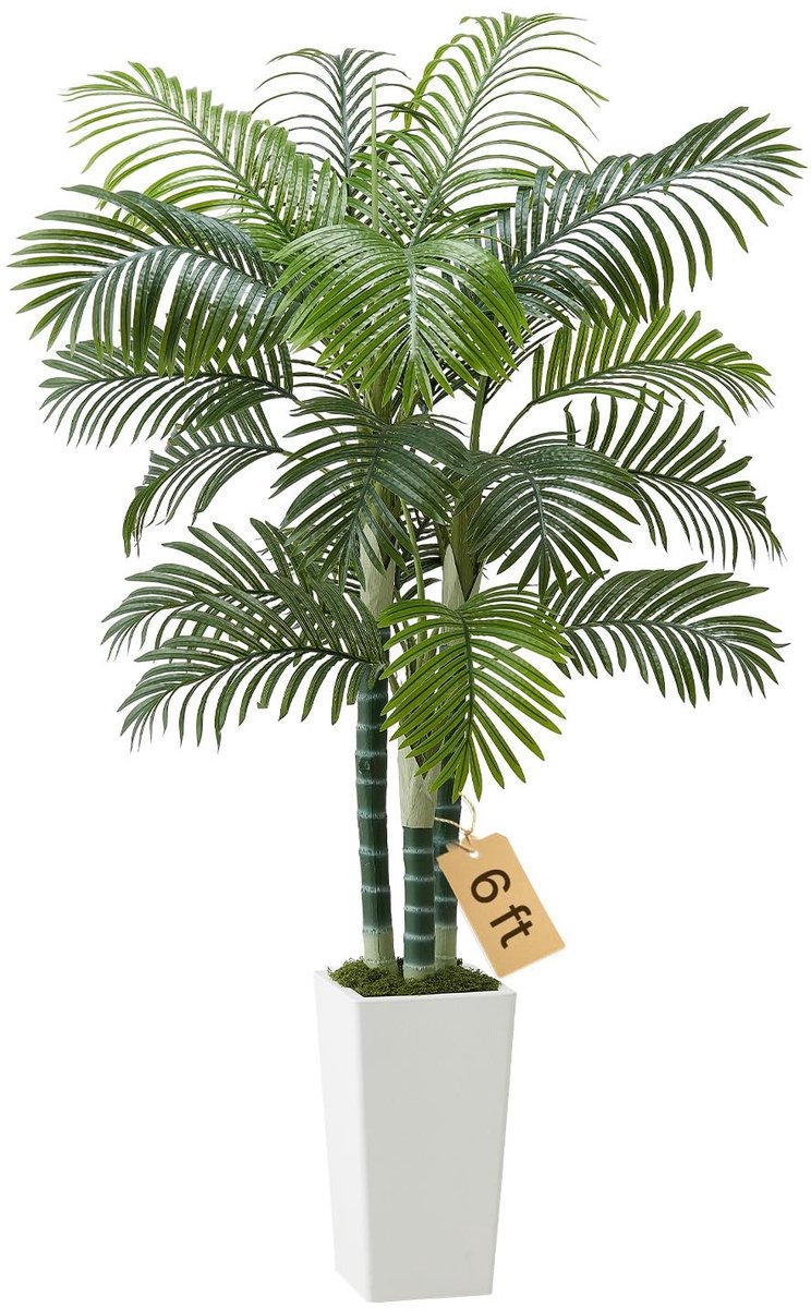 Omgoods - Kunst Areca Palm Boom 183 cm met Witte Plantenbak
