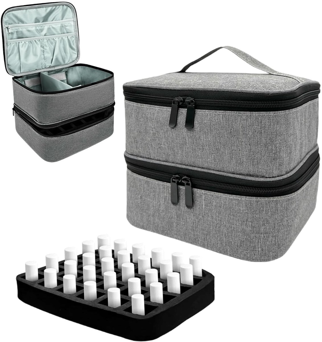 Omgoods - Dubbele laag nagellak organizer tas - Ruimte voor 30 flessen