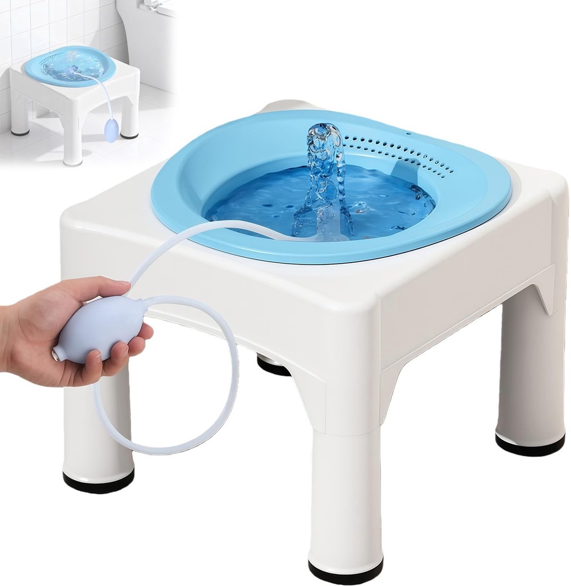 Omgoods - Zittende Badkuip met Kruk, 1600 ml voor Hygiëne en Comfort