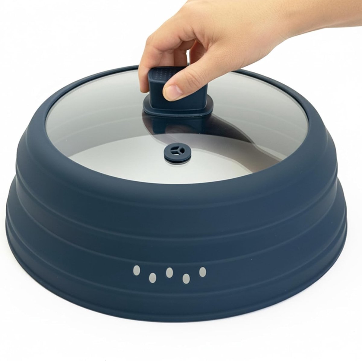 Omgoods - Magnetron Spatdeksel van Glas met Siliconen Handvat